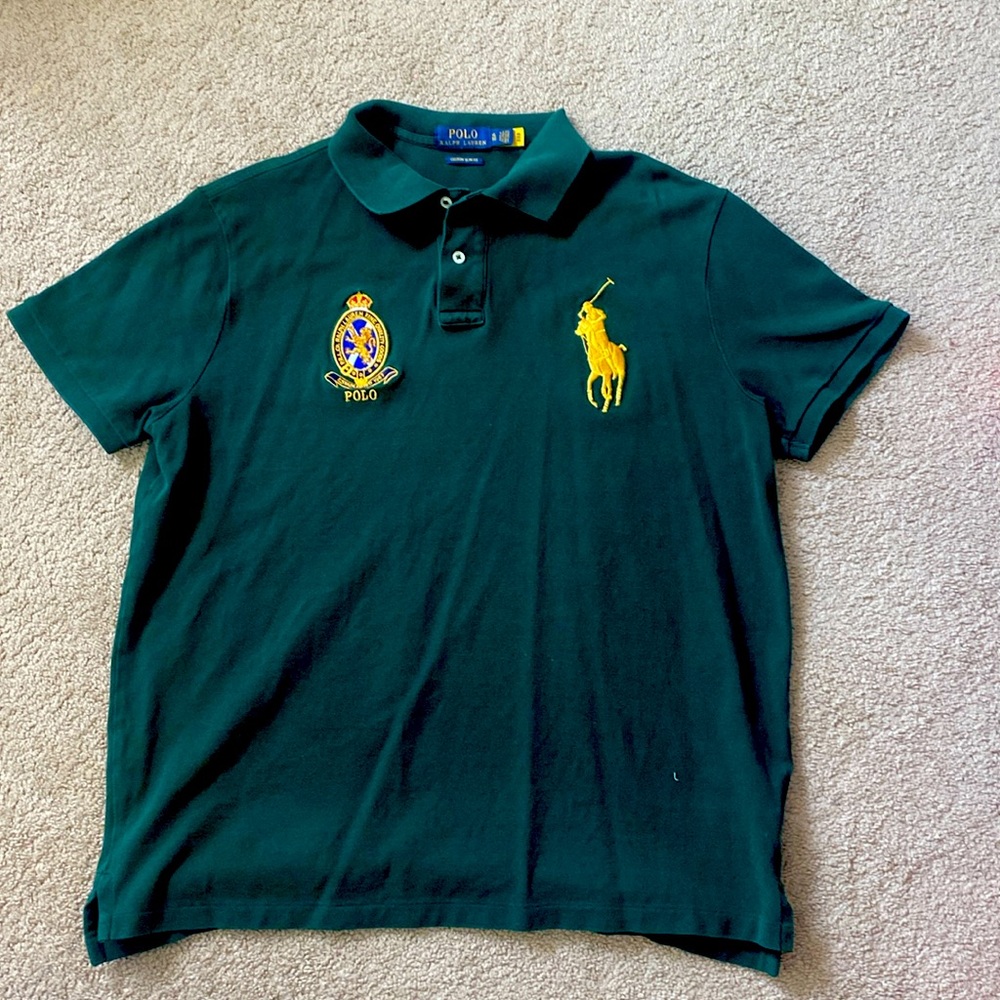 Men’s Royal Green polo XL custom slim fit